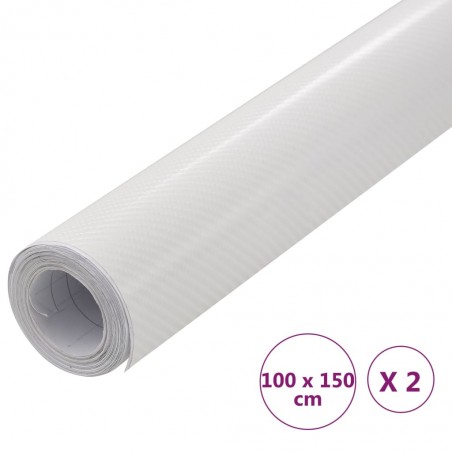 vidaXL Films 4D de voiture 2 pcs Blanc 100x150 cm