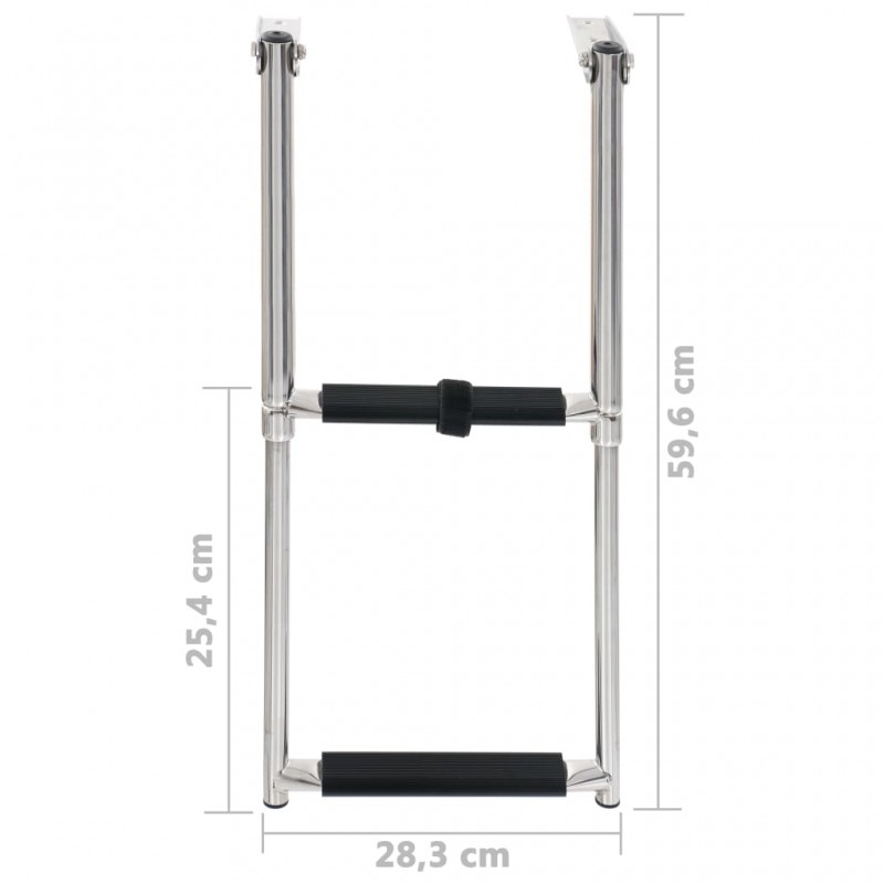 vidaXL Échelle d'embarquement pliable 2 marches Acier inoxydable