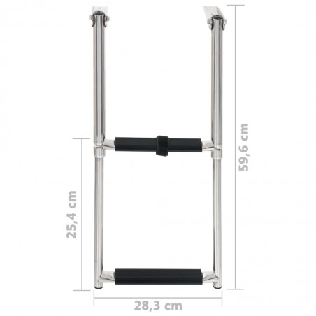 vidaXL Échelle d'embarquement pliable 2 marches Acier inoxydable