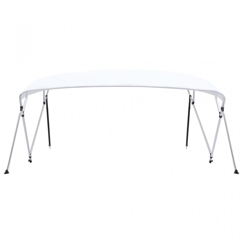 Auvent Bimini à 4 arceaux Blanc 243x(230-244)x137 cm