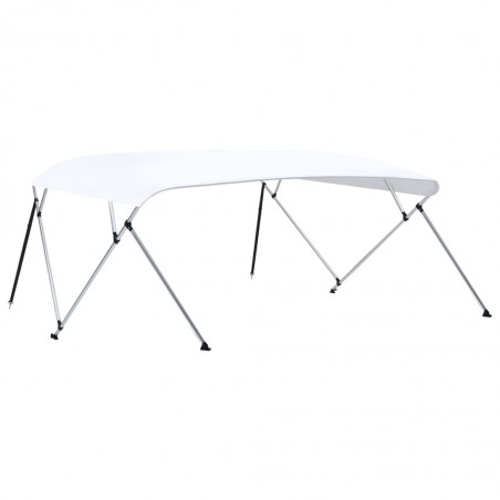 Auvent Bimini à 4 arceaux Blanc 243x(230-244)x137 cm