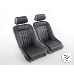 Sièges d'auto FK Classic, siège baquet complet au look rétro, noir et blanc