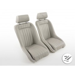 Sièges baquets complets FK Oldtimersitze Car au look rétro gris / blanc