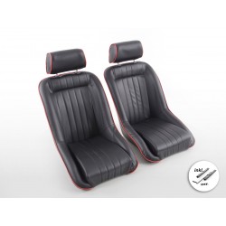 Siège baquet complet FK Oldtimersitze au look rétro noir / rouge