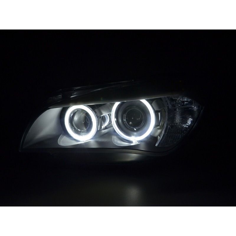 Phares Angel Eyes LED BMW X1 E84 09-12 noir