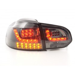 Kit feux arrières LED VW Golf 6 type 1K 2008-2012 noir avec clignotants LED pour conduite à droite