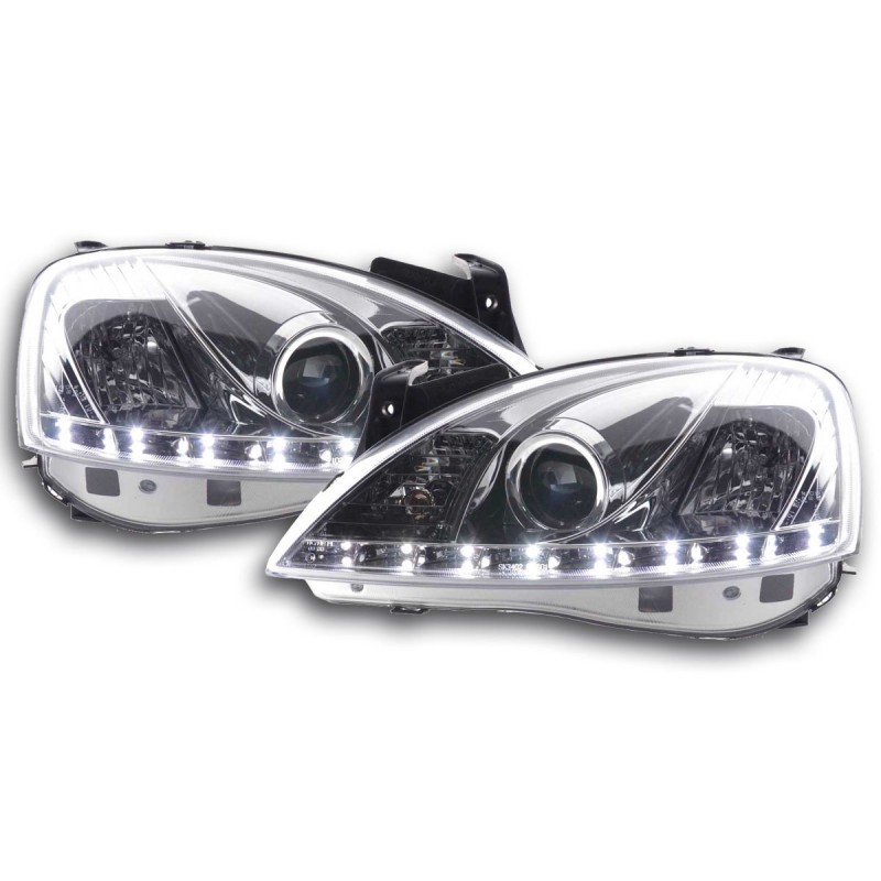 Phare Daylight LED DRL look Opel Corsa C 01-06 chrome