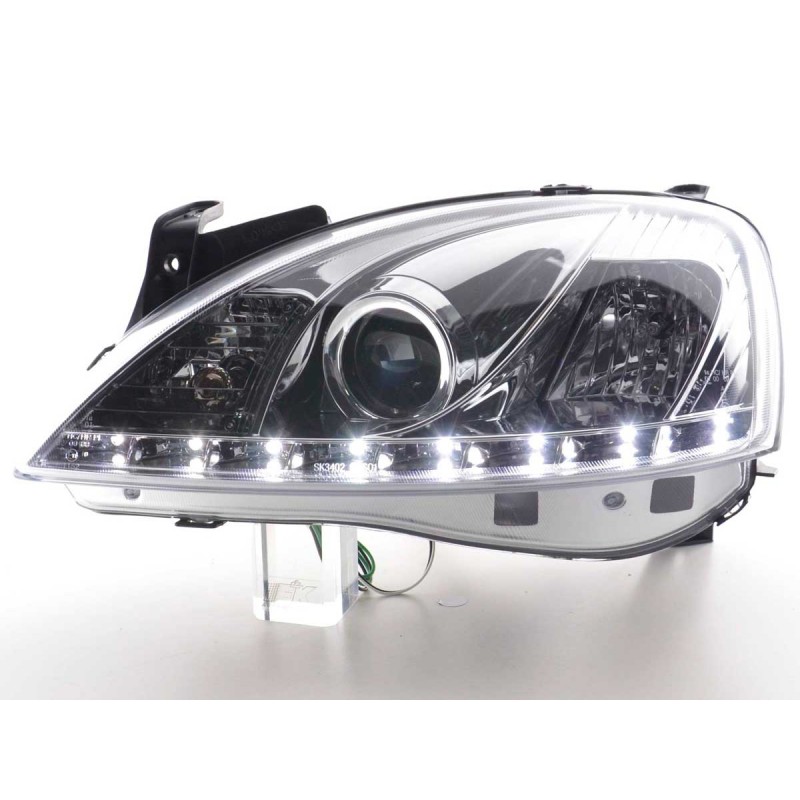 Phare Daylight LED DRL look Opel Corsa C 01-06 chrome