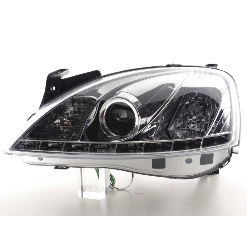 Phare Daylight LED DRL look Opel Corsa C 01-06 chrome