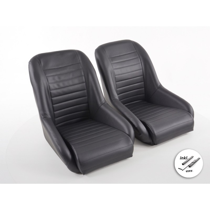 Sièges baquets FK oldtimer complets en noir look rétro