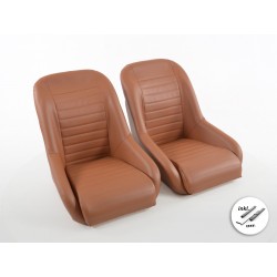 Sièges baquets complets FK Oldtimersitze Car au look rétro, marron clair