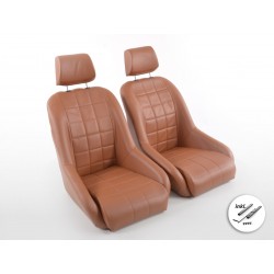 Sièges baquets complets FK Oldtimersitze Car au look rétro, marron clair