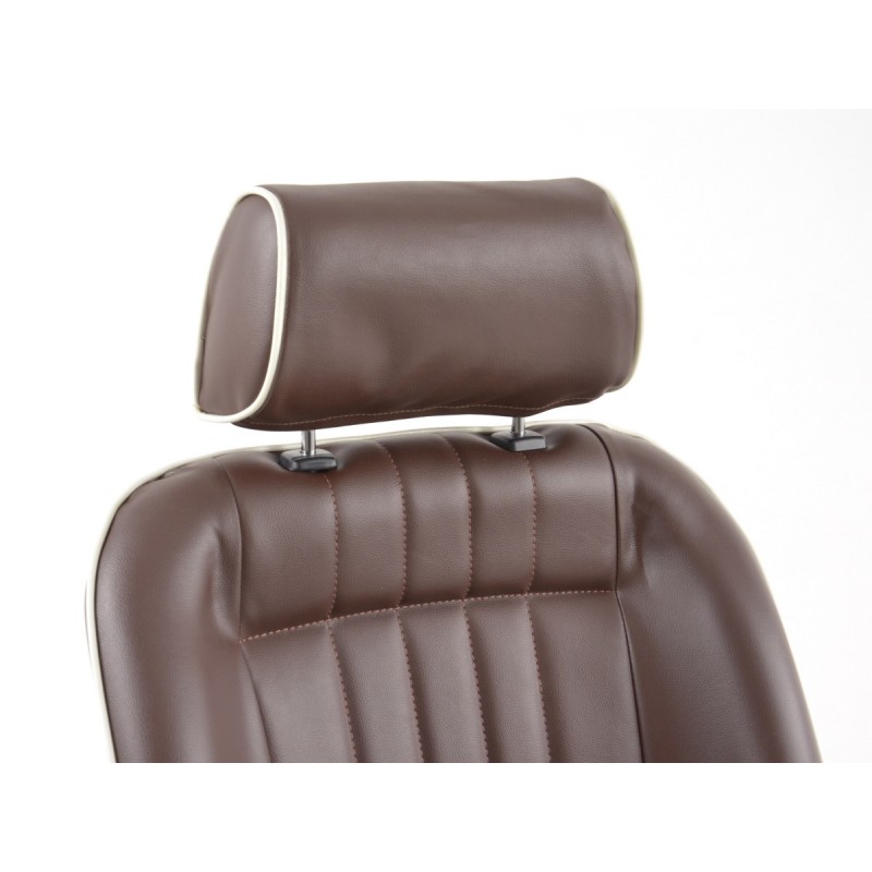 Sièges baquets complets FK Oldtimersitze Car au look rétro, marron foncé / blanc