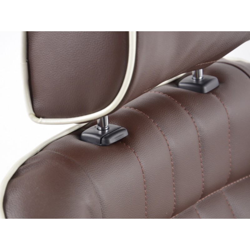 Sièges baquets complets FK Oldtimersitze Car au look rétro, marron foncé / blanc