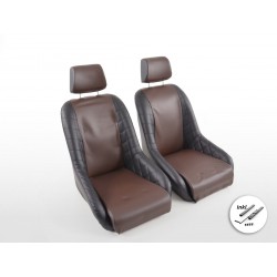 Sièges baquets complets FK Oldtimersitze Car au look rétro noir / marron foncé