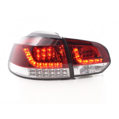 Kit feux arrières LED VW Golf 6 type 1K 2008-2012 rouge / clair avec clignotants LED pour conduite à droite