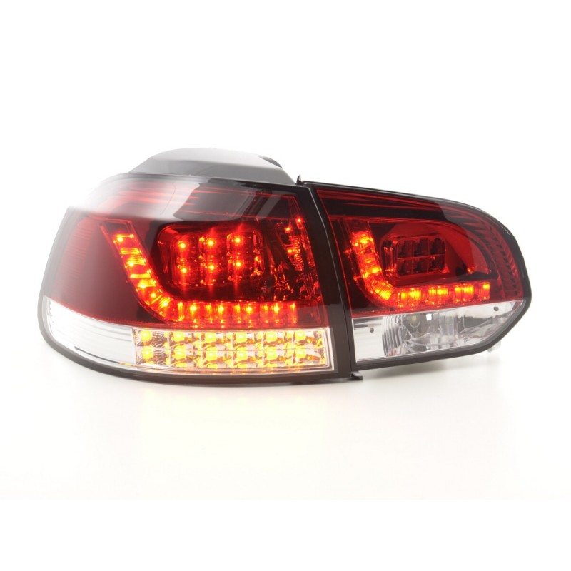 Kit feux arrières LED VW Golf 6 type 1K 2008-2012 rouge / clair avec clignotants LED pour conduite à droite