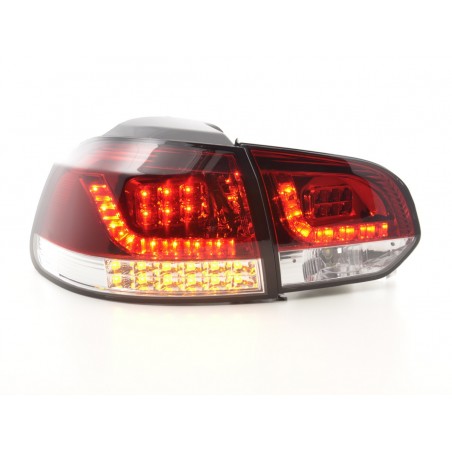 Kit feux arrières LED VW Golf 6 type 1K 2008-2012 rouge / clair avec clignotants LED pour conduite à droite