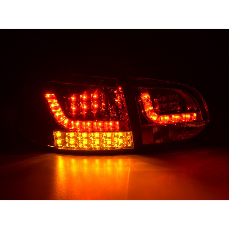 Kit feux arrières LED VW Golf 6 type 1K 2008-2012 rouge / clair avec clignotants LED pour conduite à droite