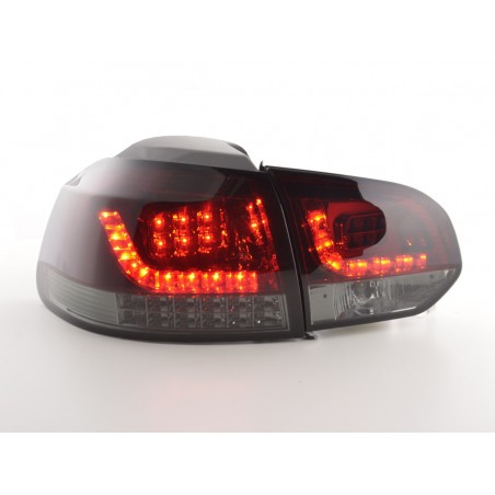 Kit feux arrières LED VW Golf 6 type 1K 2008-2012 rouge / noir avec clignotants LED pour conduite à droite