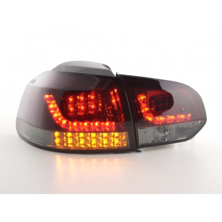 Kit feux arrières LED VW Golf 6 type 1K 2008-2012 rouge / noir avec clignotants LED pour conduite à droite