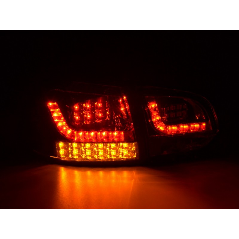 Kit feux arrières LED VW Golf 6 type 1K 2008-2012 rouge / noir avec clignotants LED pour conduite à droite