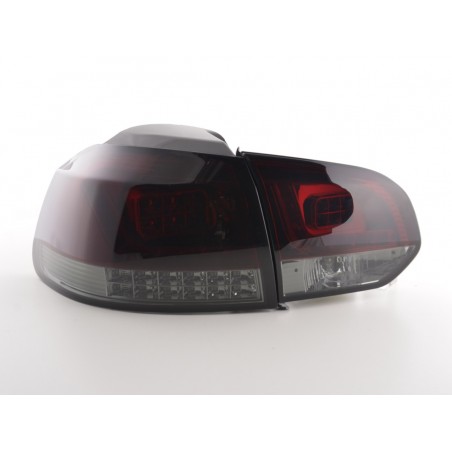 Kit feux arrières LED VW Golf 6 type 1K 2008-2012 rouge / noir avec clignotants LED pour conduite à droite