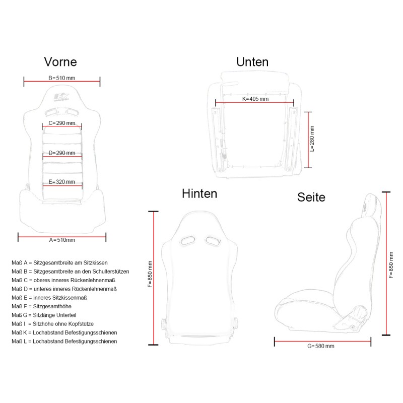 Les sièges demi-coque de voiture FK Sport Sièges confèrent à Las Vegas un look sport automobile avec matelassage