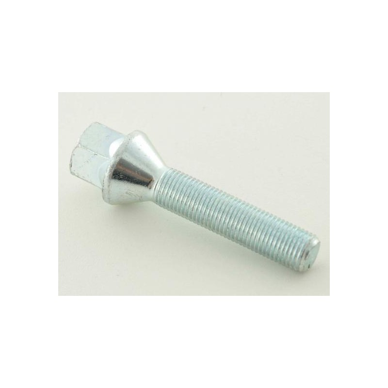 Boulon de roue simple, longueur d'arbre 35 mm, collier conique, argent M12x1,5