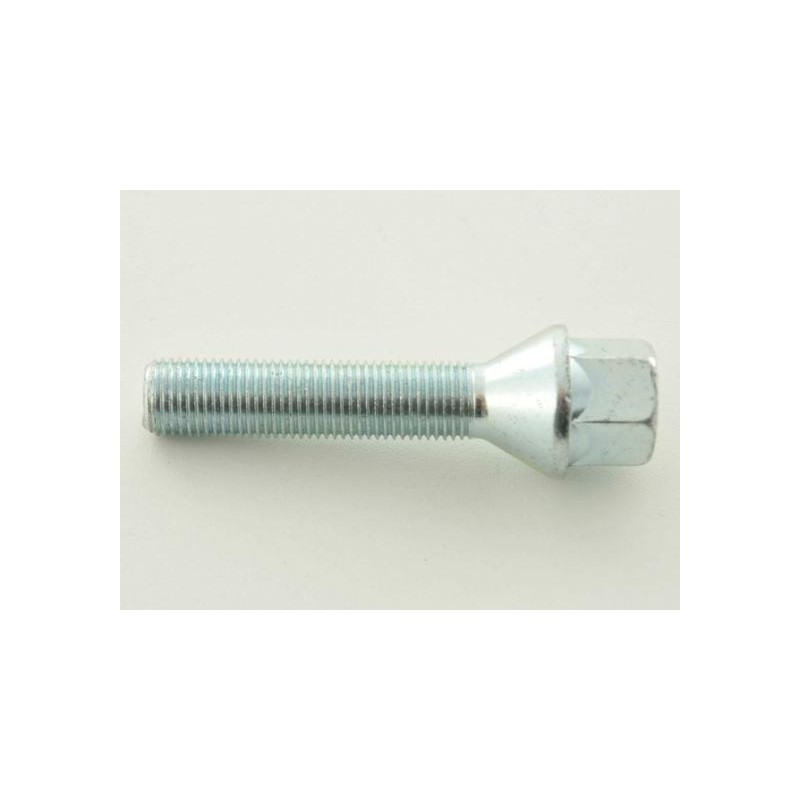 Boulon de roue simple, longueur d'arbre 35 mm, collier conique, argent M12x1,5