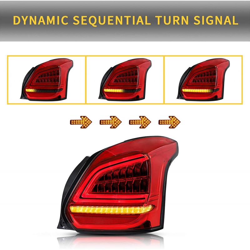 VLAND Feux Arrières LED pour Swift Sport ZC33S 2017 2018 2019 2020 Feu Arrière,avec clignotant dynamique,LED DRL,Rouge et blanc