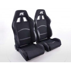 Sièges sport FK Set de sièges auto demi-coque tissu Cyberstar noir