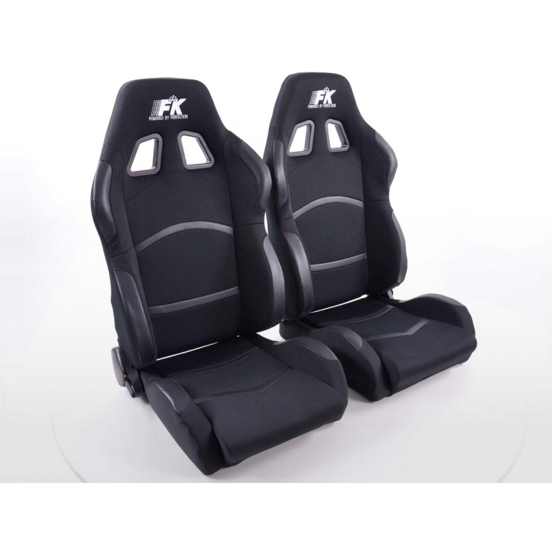 Sièges sport FK Set de sièges auto demi-coque tissu Cyberstar noir