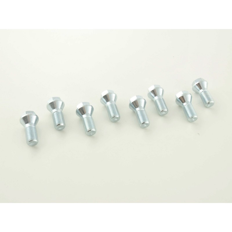 Boulon de roue simple, longueur d'arbre 26 mm, collier conique, tête courte, argent M12x1,5