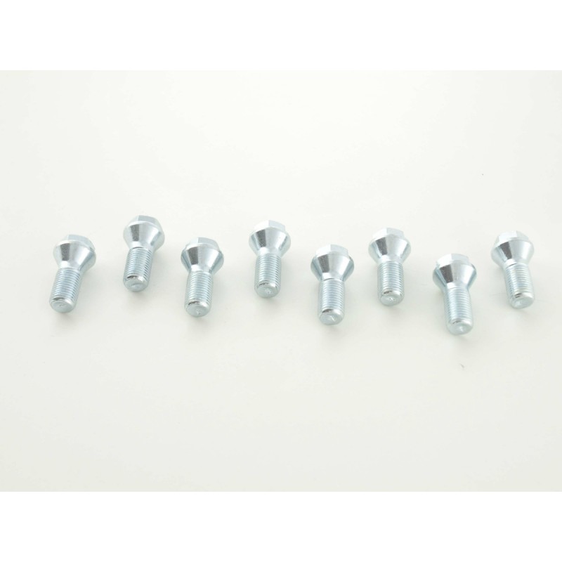 Boulon de roue simple, longueur d'arbre 26 mm, collier conique, tête courte, argent M12x1,5