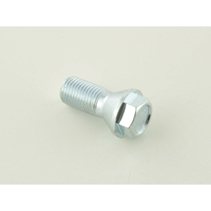 Boulon de roue simple, longueur d'arbre 26 mm, collier conique, tête courte, argent M12x1,5