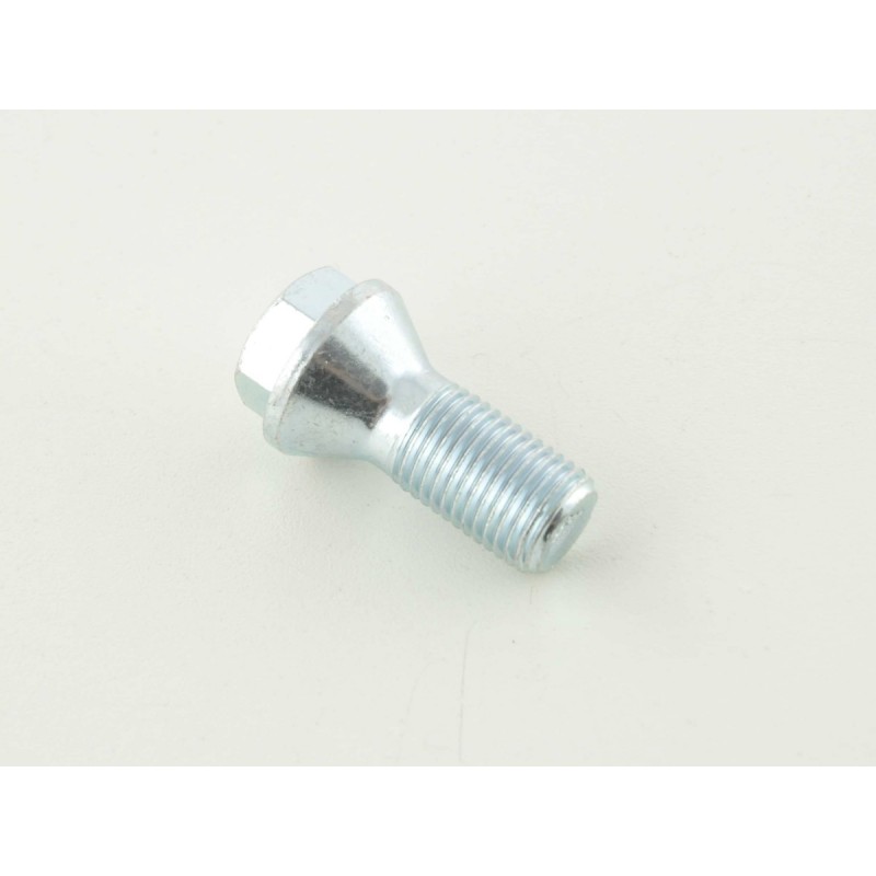 Boulon de roue simple, longueur d'arbre 26 mm, collier conique, tête courte, argent M12x1,5