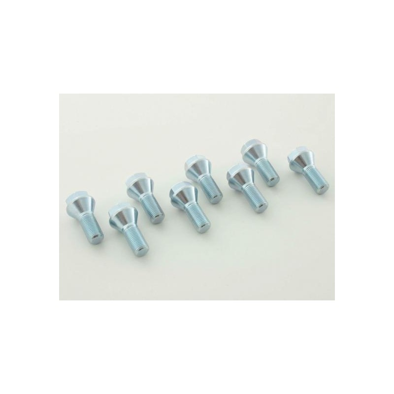 Jeu de boulons de roue (8 pièces), collier conique, tête courte, longueur d'arbre 22 mm M12x1,25 argent