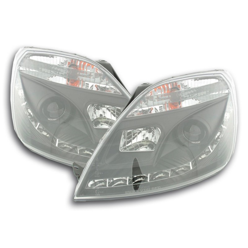 Phare Daylight LED DRL look Ford Fiesta type MK6 03-07 noir
