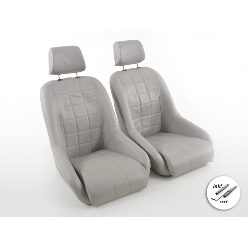 Sièges d'auto FK Classic, siège baquet complet au look rétro, gris