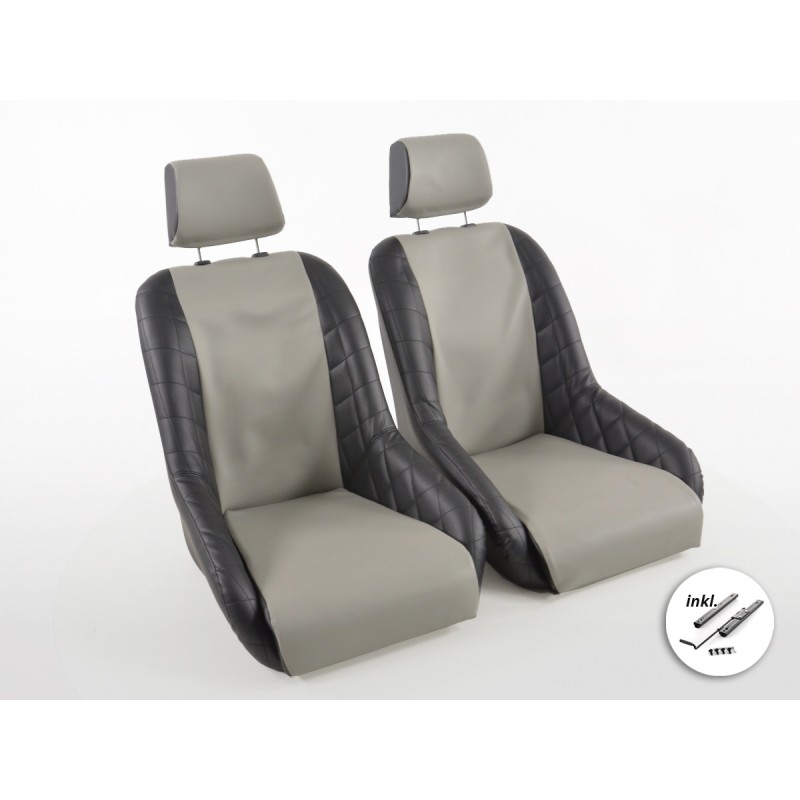 Sièges baquets FK oldtimer complets en noir look rétro