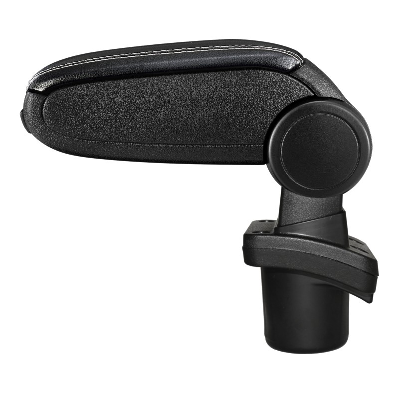 HTD071 + LC503 Accoudoir central Citroen C2 avec compartiment de rangement, Couvercle en simili cuir noir avec couture blanche