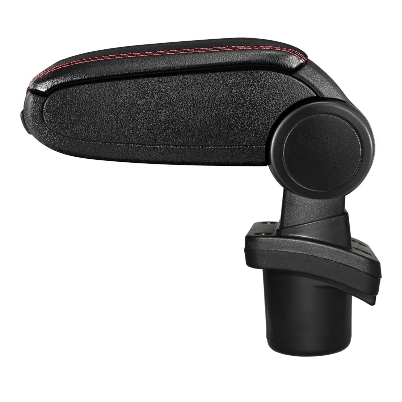 HTD071 + LC502 Accoudoir central Citroen C2 avec compartiment de rangement, Couvercle en simili cuir noir avec couture rouge 