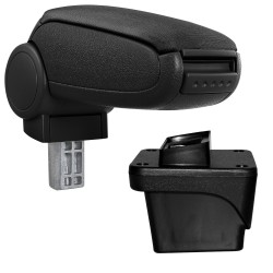 HTD077 Accoudoir central VW Polo 6 avec compartiment de rangement, Couvercle en tissu noir 