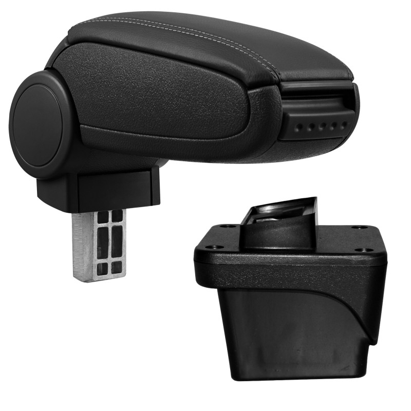 HTD077 + LC501 Accoudoir central VW Polo 6 avec compartiment de rangement, Couvercle en simili cuir noir