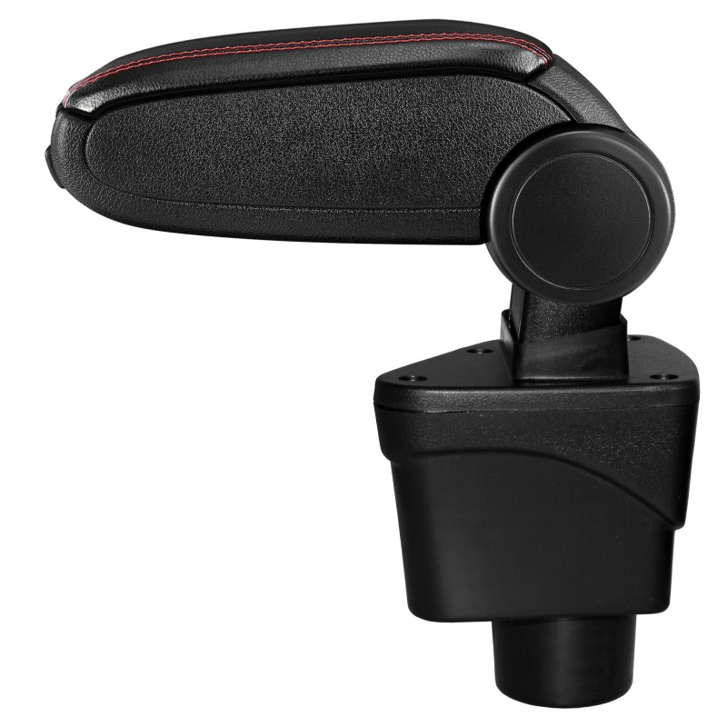 HTD076 + LC502 Accoudoir central Ford EcoSport 2 avec compartiment de rangement, Couvercle en simili cuir noir avec couture roug