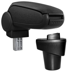 HTD075 Accoudoir central Citroen C1,2 Peugeot 108 avec compartiment de rangement, Couvercle en tissu noir 