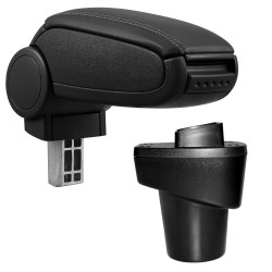 HTD075 + LC501 Accoudoir central Citroen C1 II Peugeot 108 avec compartiment de rangement, Couvercle en simili cuir noir