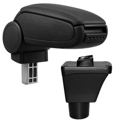 HTD073 + LC501 Accoudoir central Ford Fiesta 8 MK8 avec compartiment de rangement, Couvercle en simili cuir noir