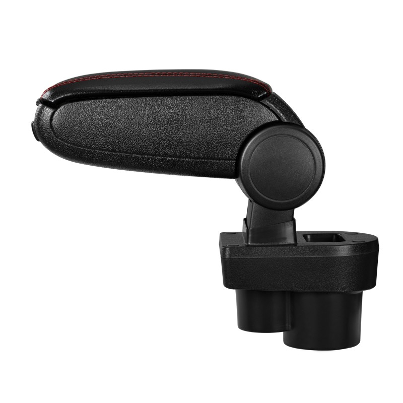 HTD058 + LC502 Accoudoir central Skoda Rapid avec compartiment de rangement imitation Leather Black avec couture rouge 